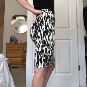 Black and White Ann Taylor Pencil Skirt